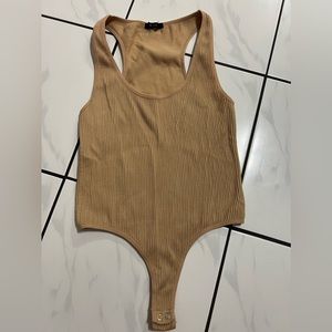 Forever 21 Spaghetti Strap Ribbed
Bodysuit Beige Women Size Small